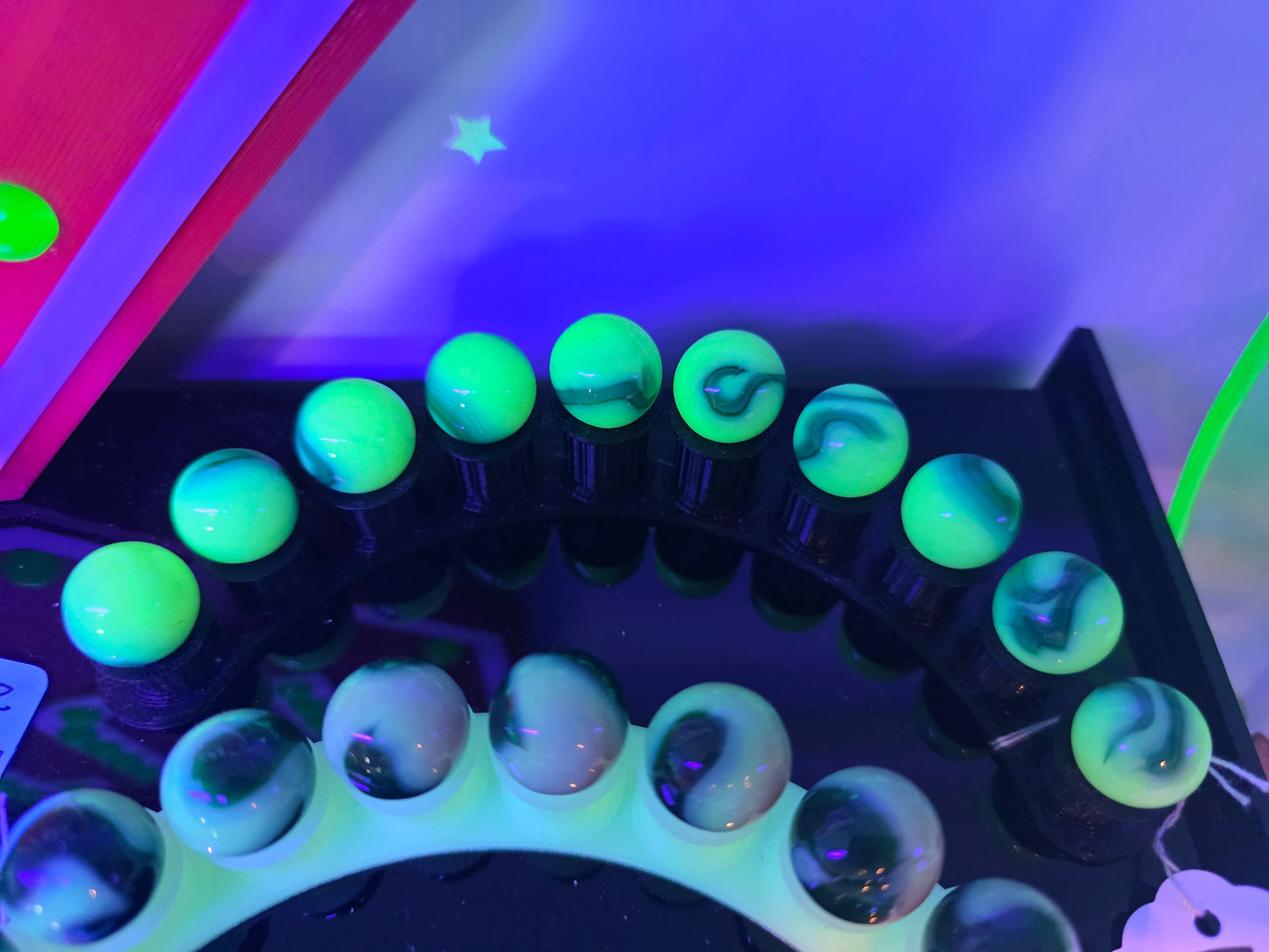 Green 10pc Uranium Marble Set w/ Stand